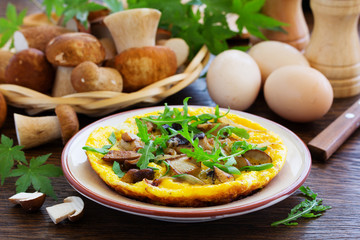 Omelette (frittata) with wild mushrooms.