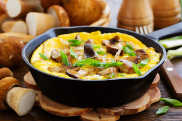 Omelette (frittata) with wild mushrooms.