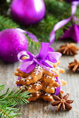 Christmas gingerbread cookie in the form of a snowflake.