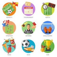 Soccer Flat Icon Set