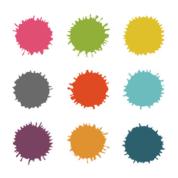 Colorful Vector Stains, Blots, Splashes Set