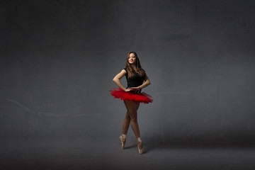 ballerina smiling with red tutu