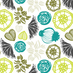 Seamless pattern with floral elements .  Vector abstract background.