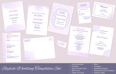 Stylish, Vector Wedding Templates Set