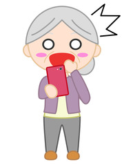 シニア女性　ビックリ