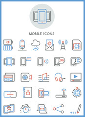 Mobile icons set vector design