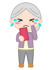 シニア女性　泣く