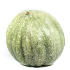 Green pumpkin isolated on white. Square image format