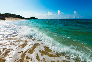 Beautiful sea and the waves splash, Okinawa, Japan