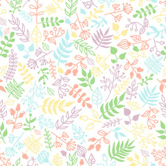 Vector doodle rustic floral pattern.