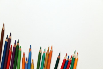 Set of Multicolor Colored Pencils or Crayons