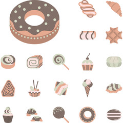 Flat icons collection for confectionery