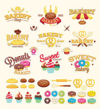 Bakery labels, logos and design elements