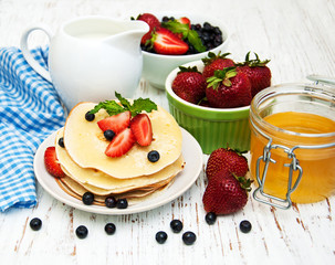 pancakes and fresh berries