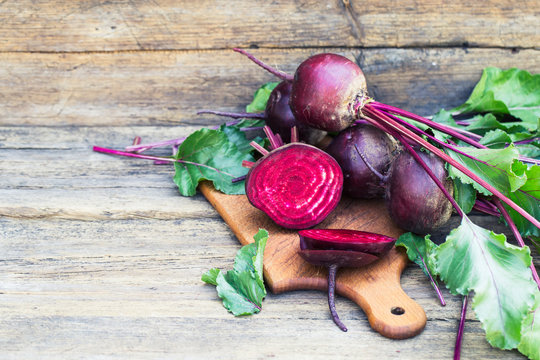 Fresh beet on wooden background