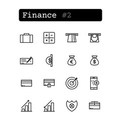 Set line thin icons. Vector. Finance, banking, business