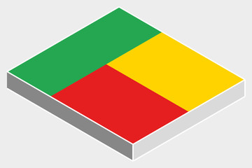 3D Isometric Flag Illustration of the country of  Benin