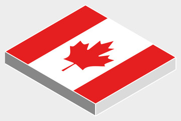 3D Isometric Flag Illustration of the country of  Canada
