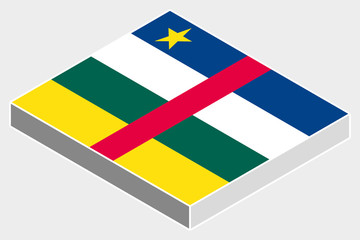 3D Isometric Flag Illustration of the country of  CentralAfrican
