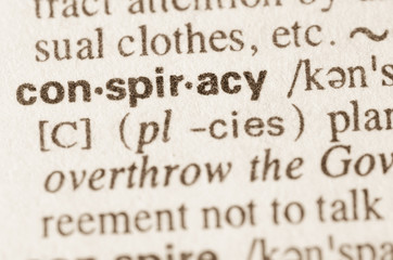 Dictionary definition of word conspiracy - obrazy, fototapety, plakaty