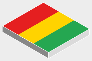 3D Isometric Flag Illustration of the country of  Guinea