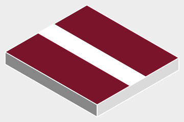 3D Isometric Flag Illustration of the country of  Latvia