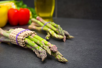 Vegetables on slate table
