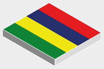 3D Isometric Flag Illustration of the country of  Mauritius
