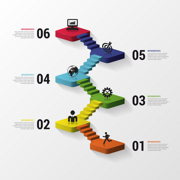 Abstract 3d stairs infographics or timeline template. Vector illustration

