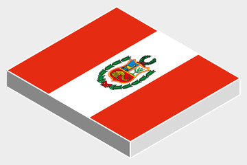 3D Isometric Flag Illustration of the country of  Peru