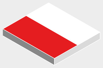 3D Isometric Flag Illustration of the country of  Poland