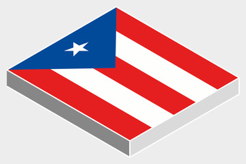 3D Isometric Flag Illustration of the country of  PuertoRico