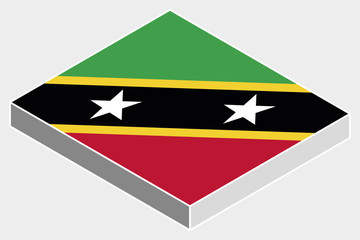 3D Isometric Flag Illustration of the country of  Saint Kitts an