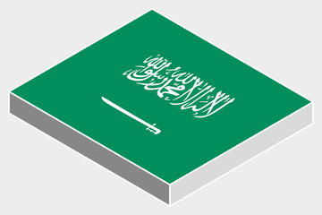 3D Isometric Flag Illustration of the country of  SaudiArabia