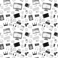 Vector seamless pattern with different gadgets