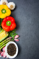 Vegetables on slate table