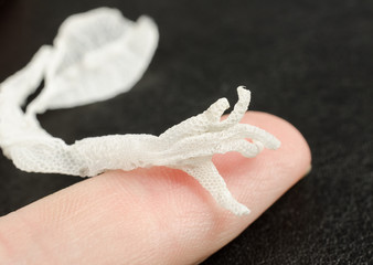 Dimensionen: kleine Gecko-Finger (Häutung) auf Fingerkuppe