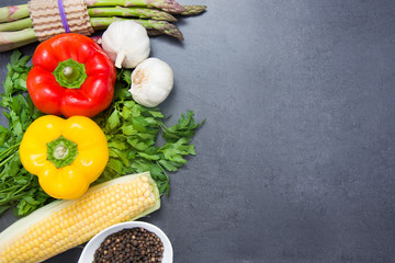 Vegetables on slate table