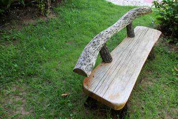 old wooden bench in the garden
