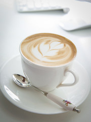 Hot latte on white