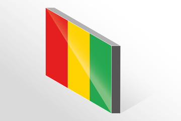 3D Isometric Flag Illustration of the country of  Guinea