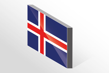 3D Isometric Flag Illustration of the country of  Iceland