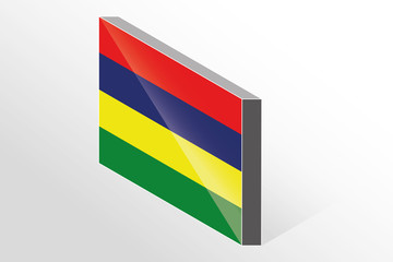 3D Isometric Flag Illustration of the country of  Mauritius