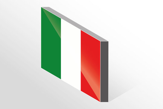 3D Isometric Flag Illustration of the country of  Italy