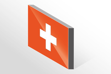 3D Isometric Flag Illustration of the country of  Switzerland