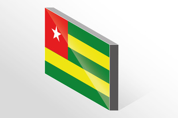 3D Isometric Flag Illustration of the country of  Togo