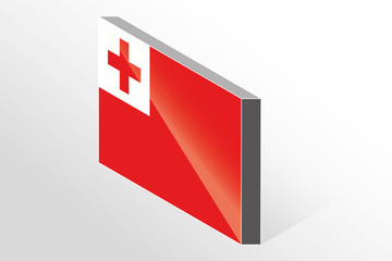 3D Isometric Flag Illustration of the country of  Tonga