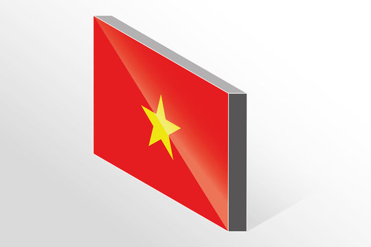 3D Isometric Flag Illustration of the country of  Vietnam