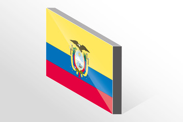 3D Isometric Flag Illustration of the country of  Ecuador