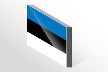 3D Isometric Flag Illustration of the country of  Estonia